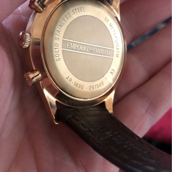 Emporio Armani Classic Chronograph Burgundy Dial Leather Strap Watch for Men - Picture 11 of 12